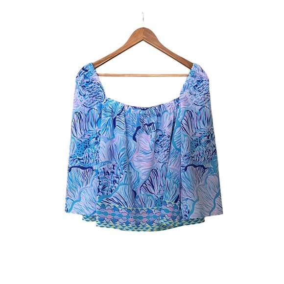 Lilly Pulitzer Women's Lizzie Top Bermuda Blue Fishful Thinking Engineer… - Picture 3 of 13